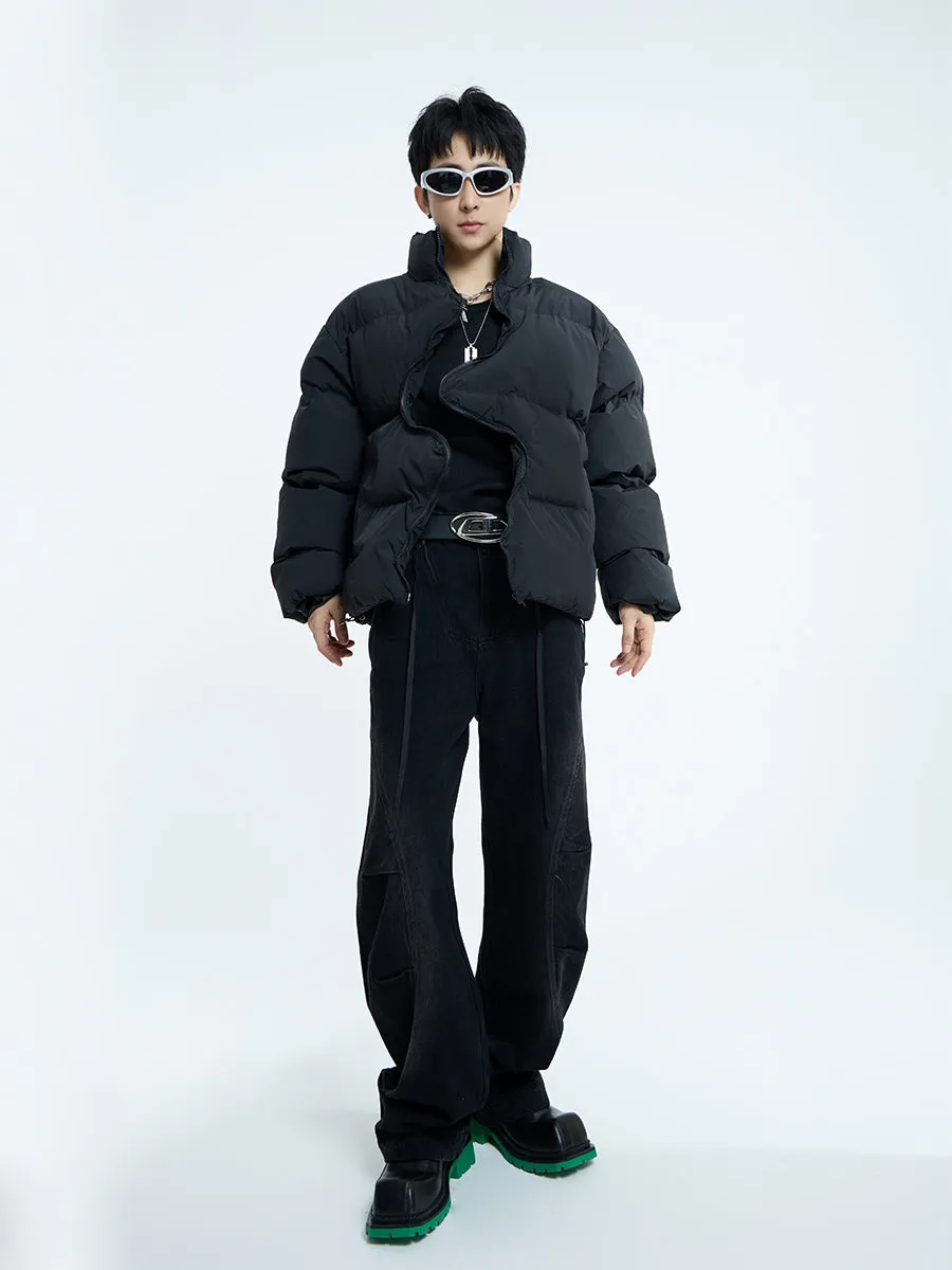 【23s September.】Irregular Zipper Design Padded Jacket -L