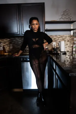 A Night To Remember Black Mesh Pants Set
