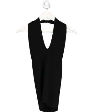 almada label Black Merino / Cashmere Blend Knit Twist Neck Isabelle Halterneck Top UK S