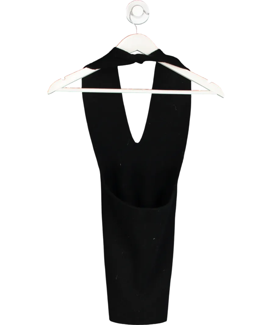 almada label Black Merino / Cashmere Blend Knit Twist Neck Isabelle Halterneck Top UK S