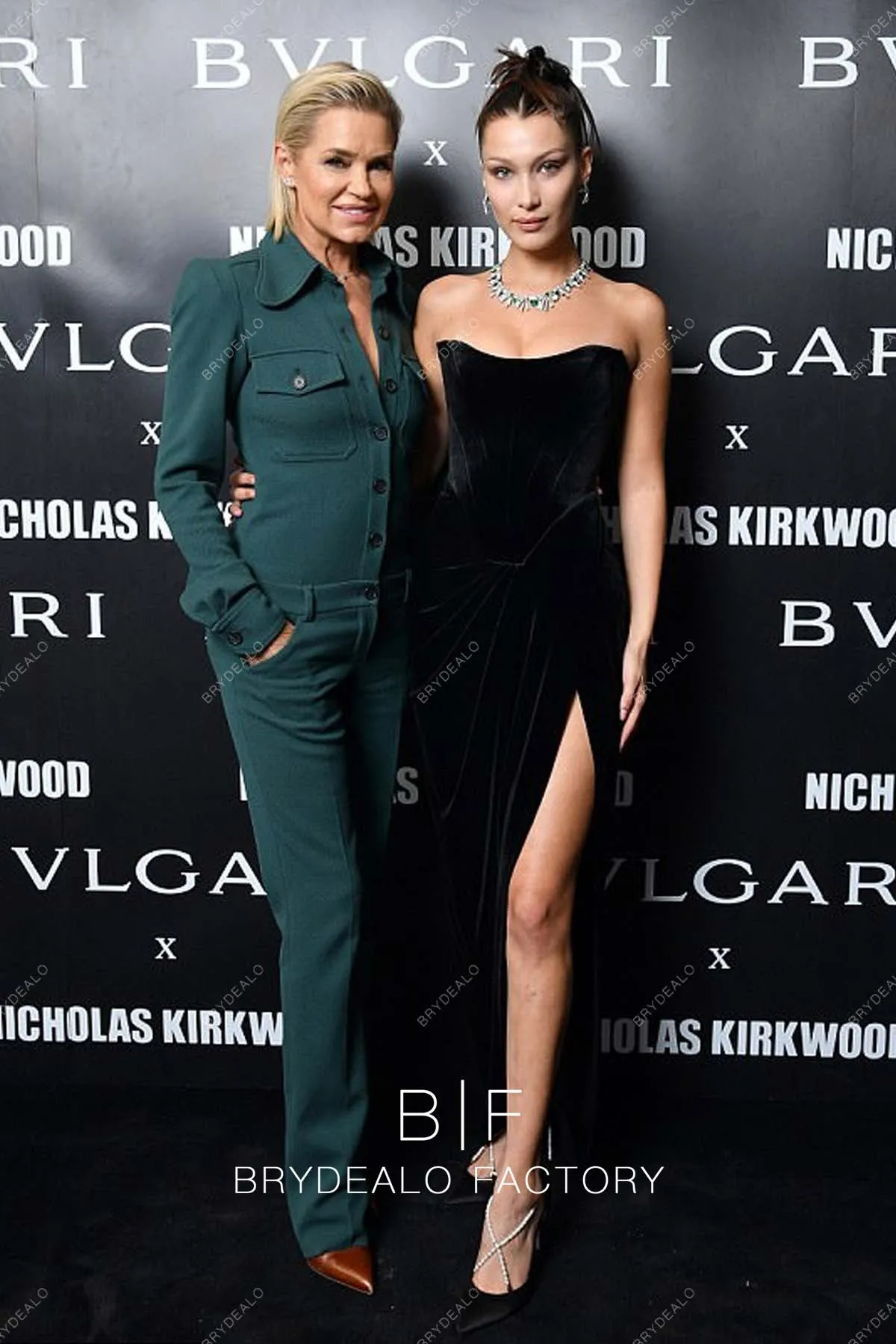 Bella Hadid Black Velvet Strapless Slit Evening Dress Milan Fashion Week 2017