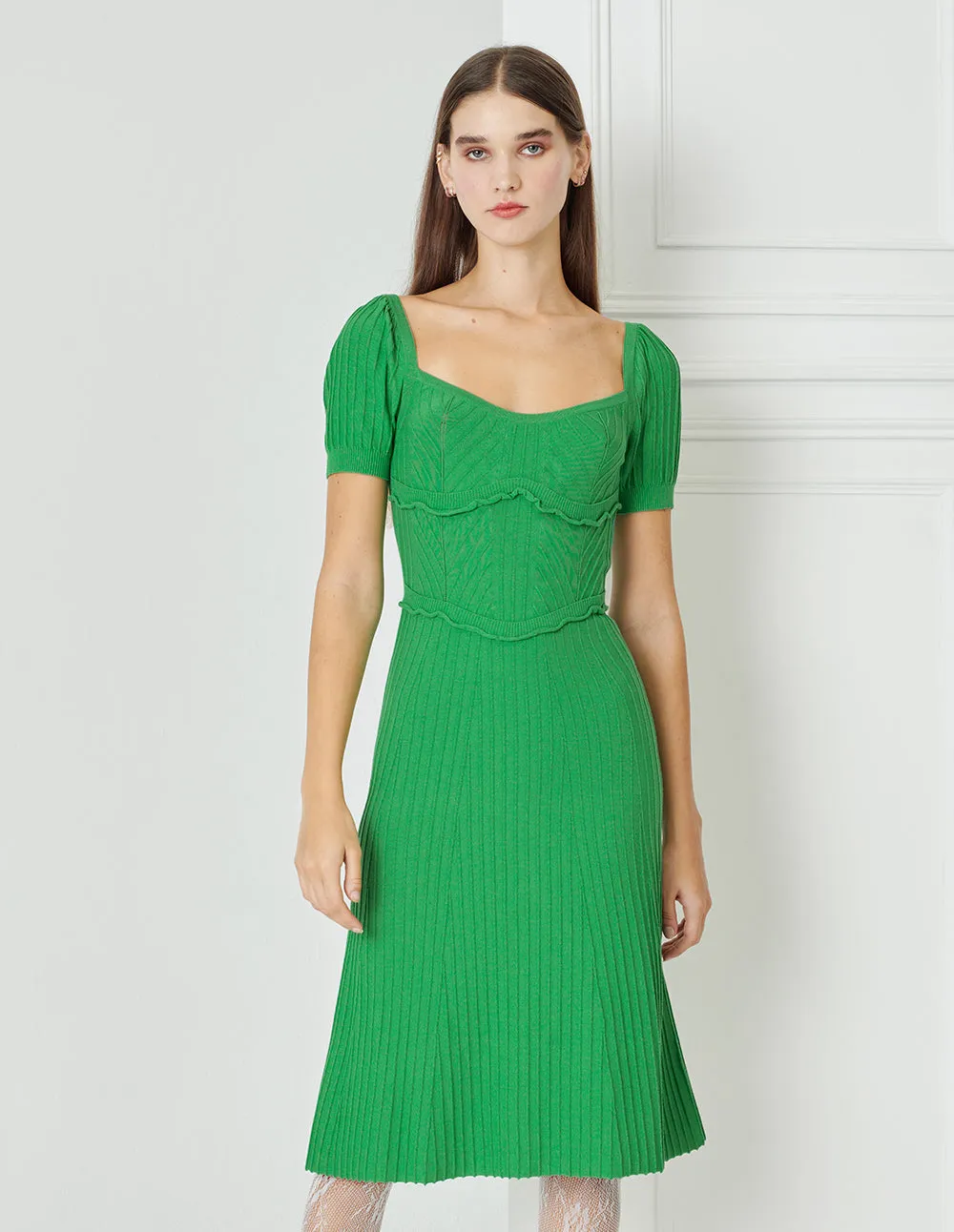 BORA AKSU Heart Neck Short Sleeve Dress