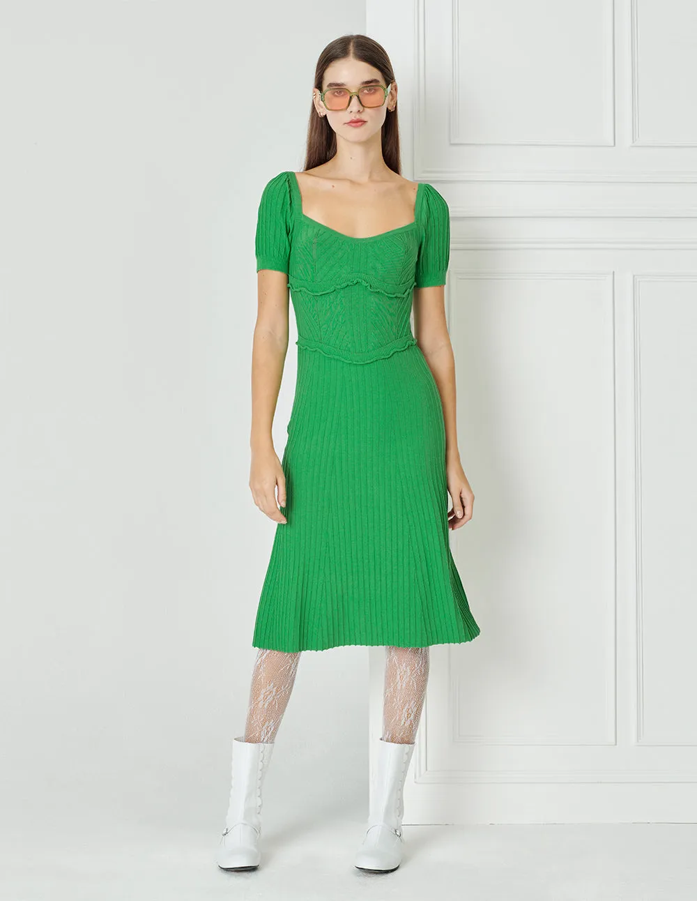 BORA AKSU Heart Neck Short Sleeve Dress
