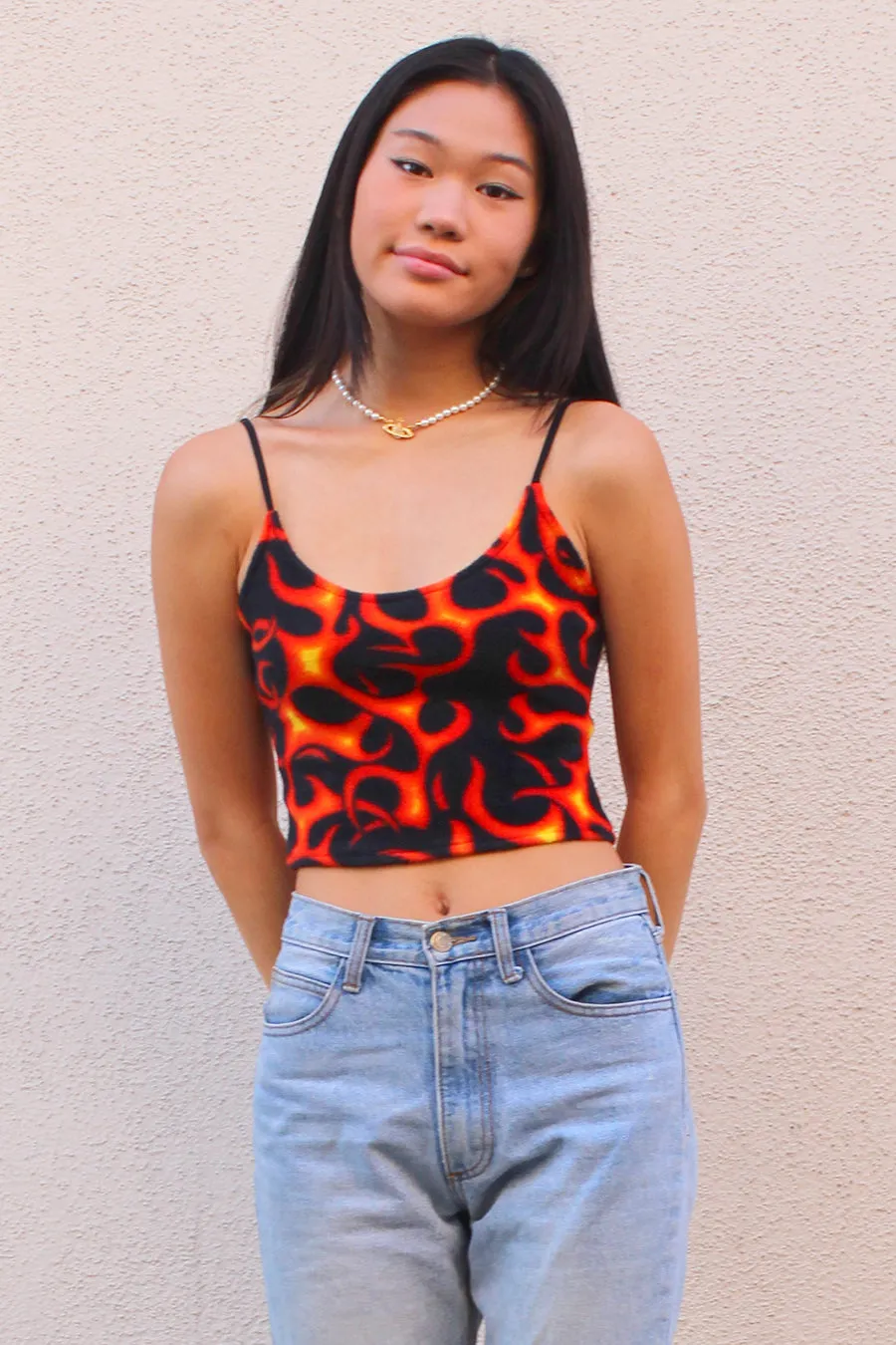 Cami Top - Fleece with Fire Print