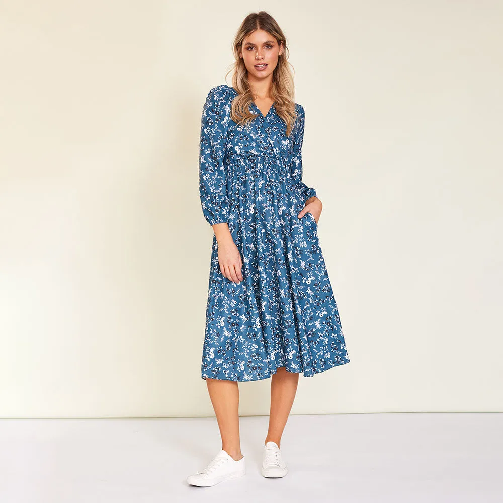 Carrie Dress (Floral Teal)