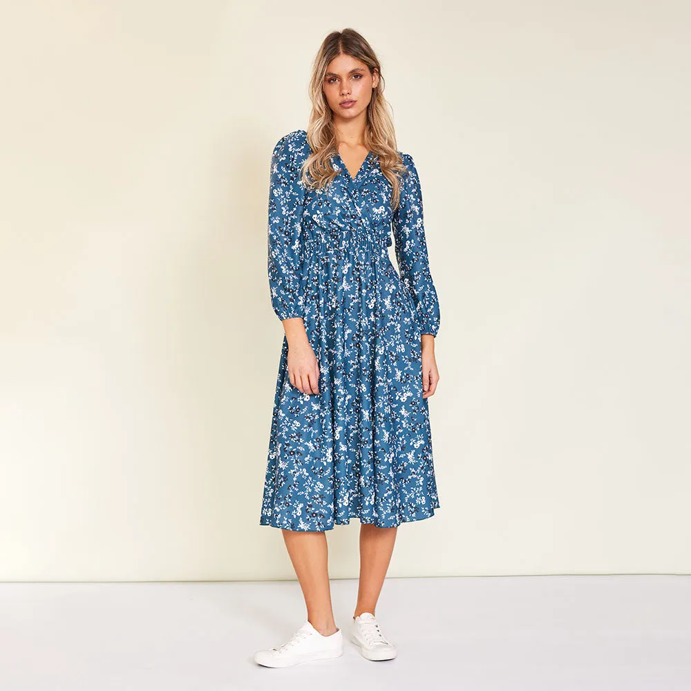 Carrie Dress (Floral Teal)