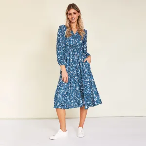 Carrie Dress (Floral Teal)