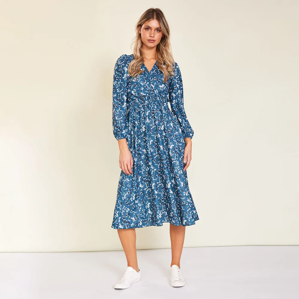 Carrie Dress (Floral Teal)