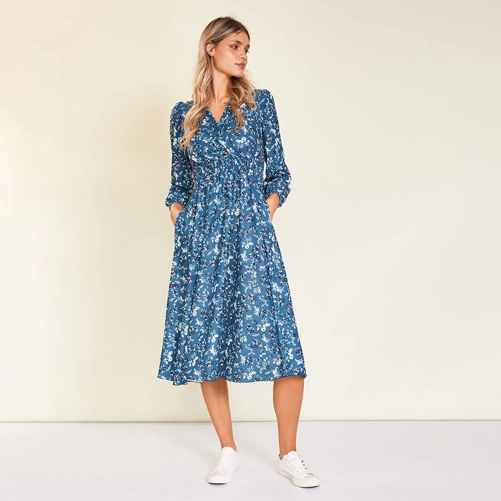 Carrie Dress (Floral Teal)