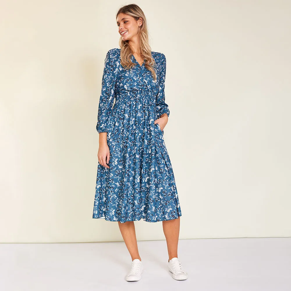 Carrie Dress (Floral Teal)