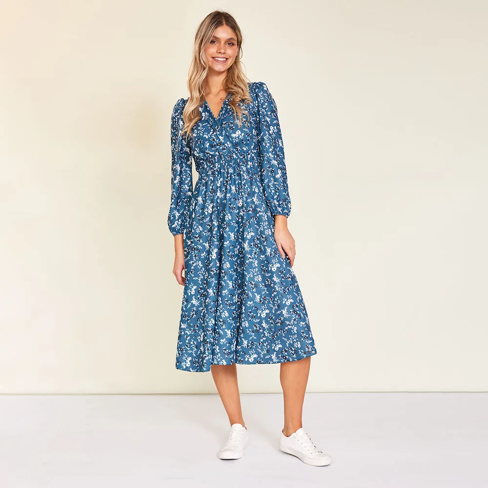 Carrie Dress (Floral Teal)