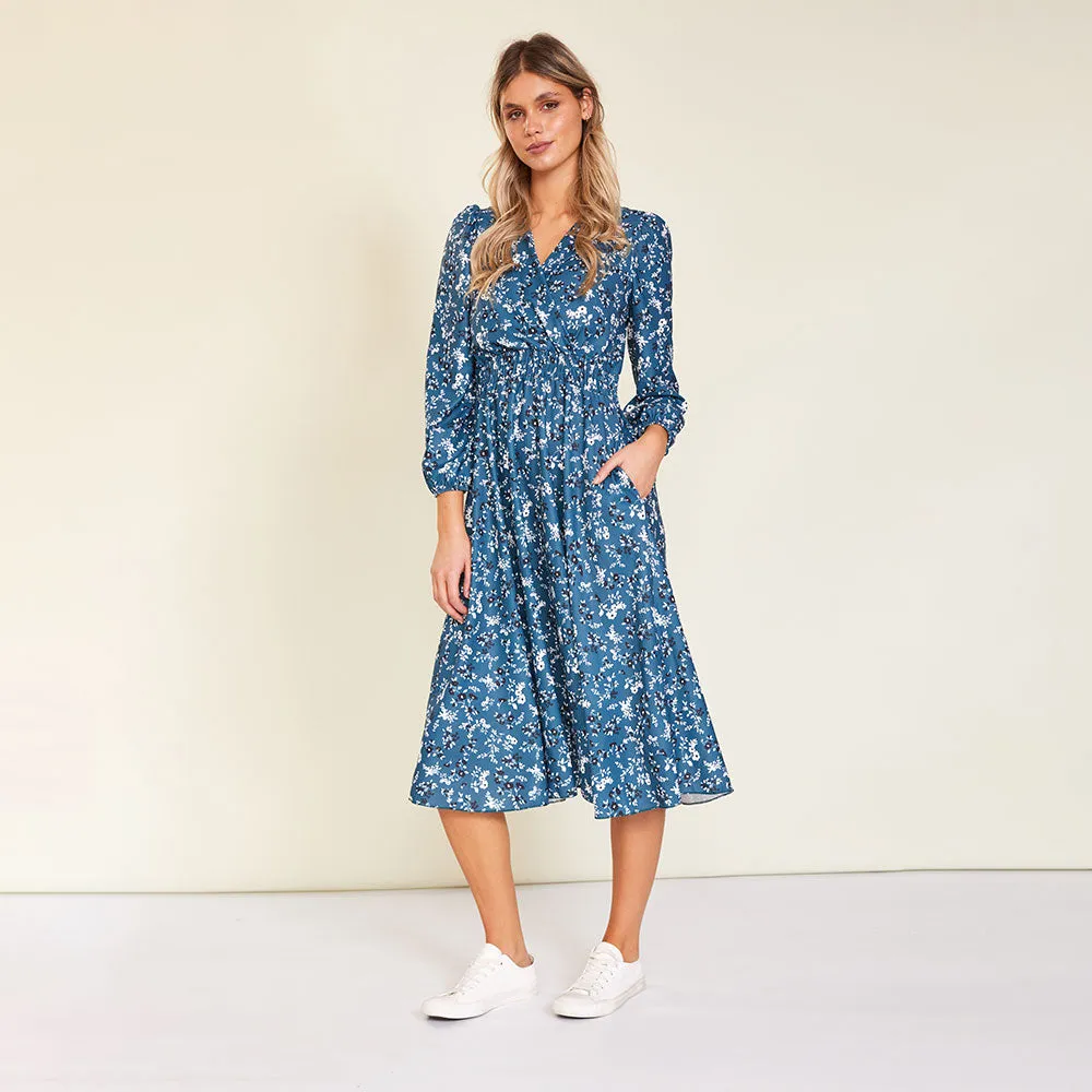 Carrie Dress (Floral Teal)