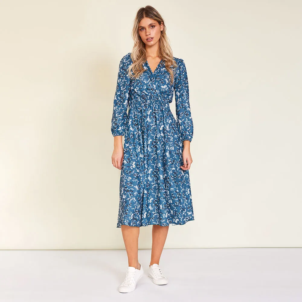 Carrie Dress (Floral Teal)