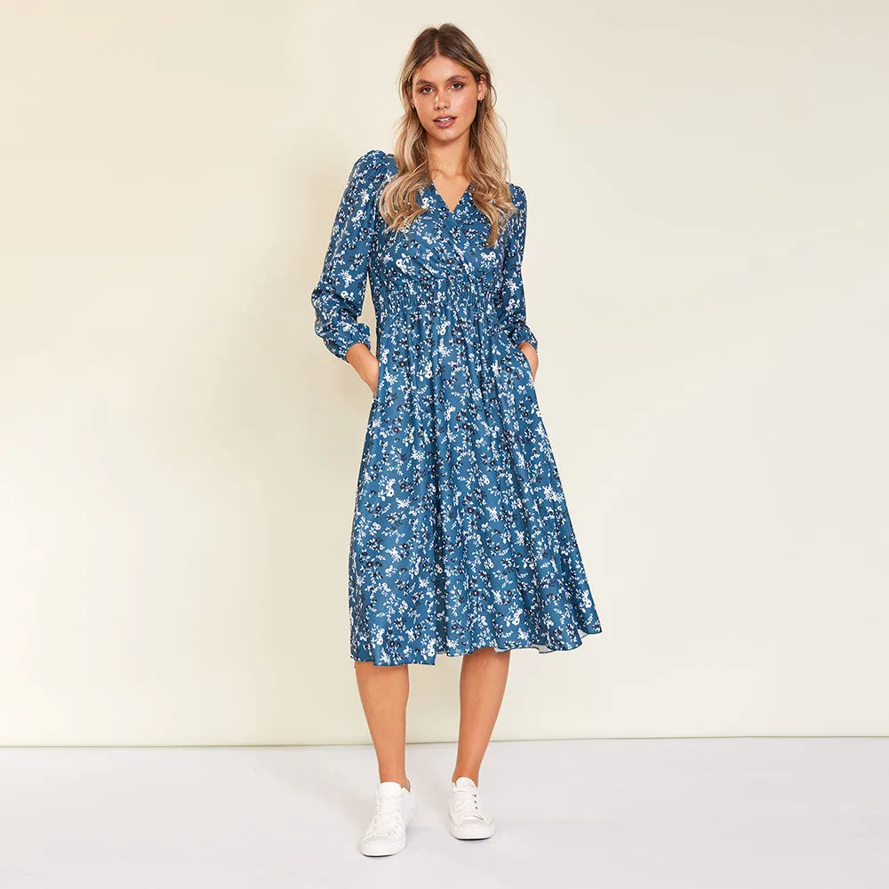 Carrie Dress (Floral Teal)