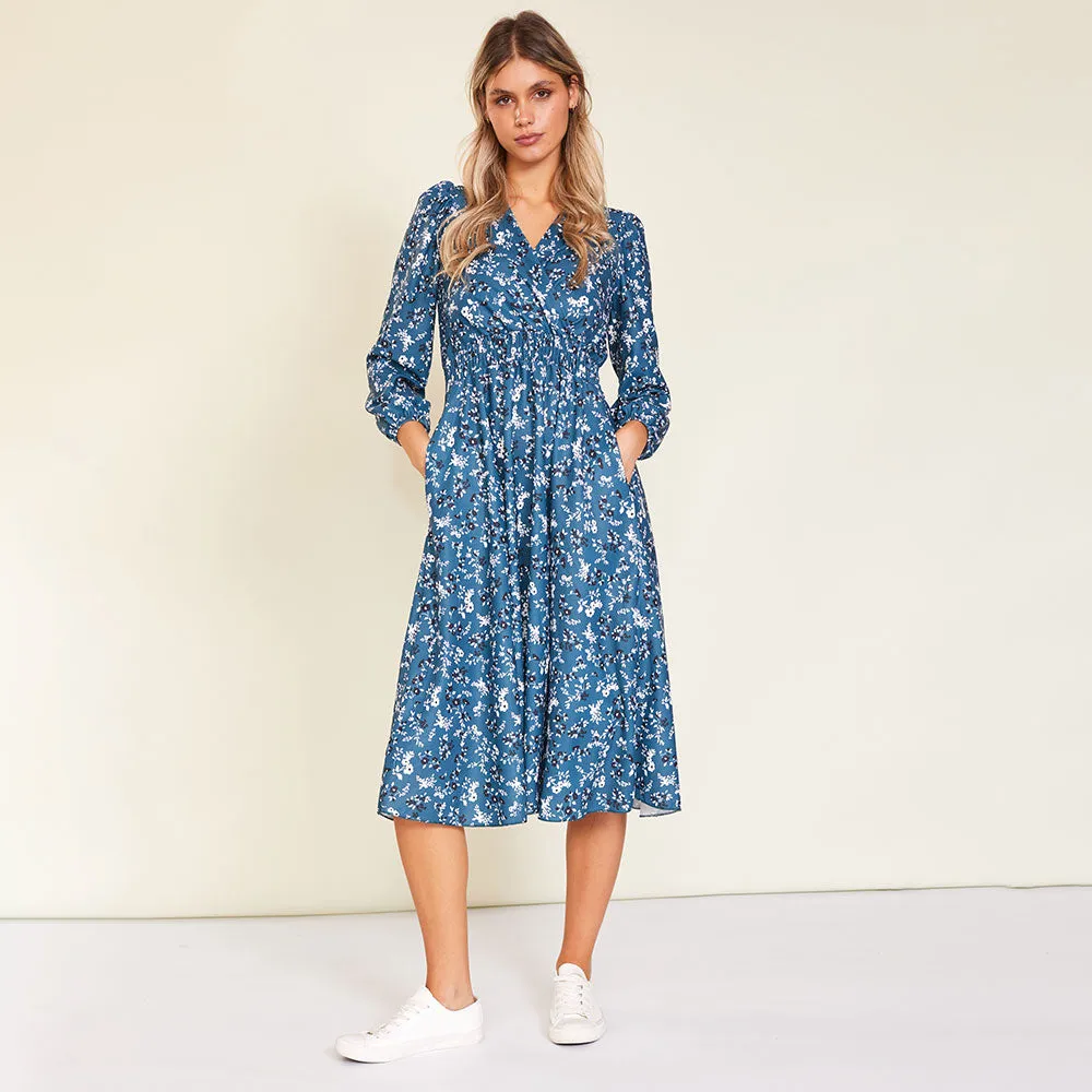 Carrie Dress (Floral Teal)