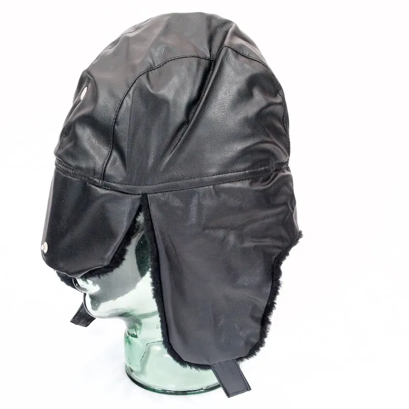 Commercial P.V.C Trapper / Flyers-style Cold Weather Hat. New. Black.