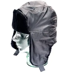 Commercial P.V.C Trapper / Flyers-style Cold Weather Hat. New. Black.