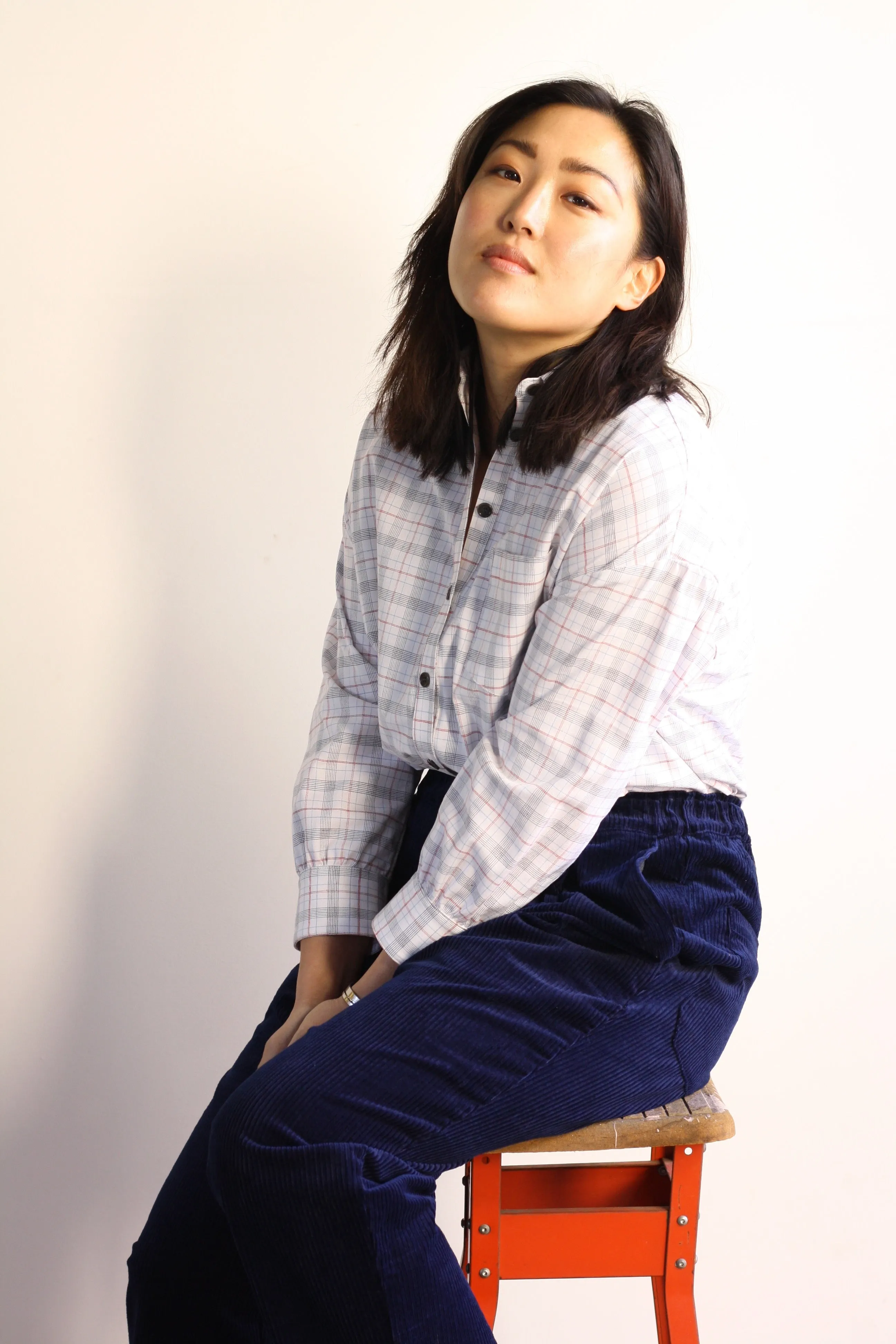 Corduroy Straight Pants - Indigo