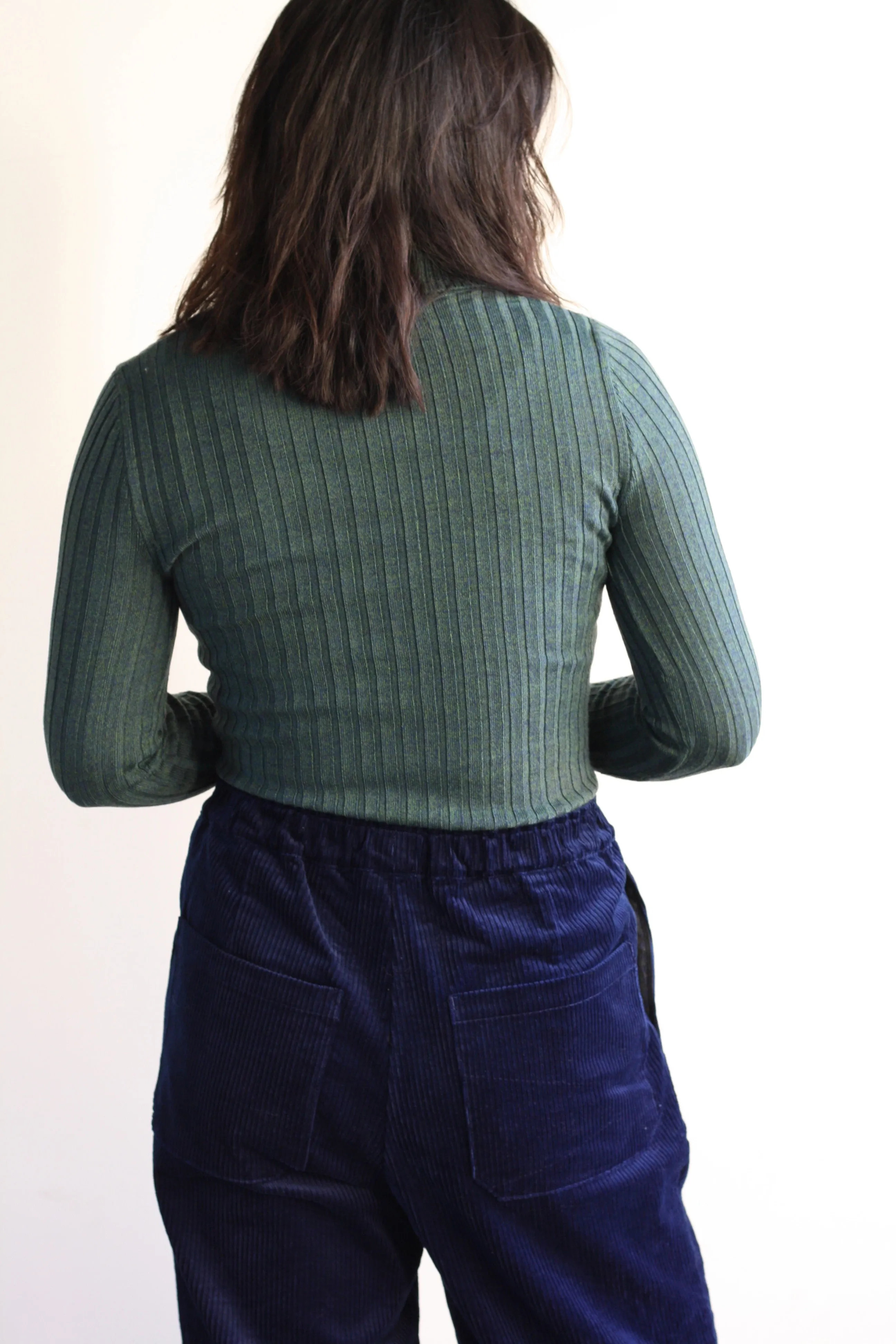 Corduroy Straight Pants - Indigo