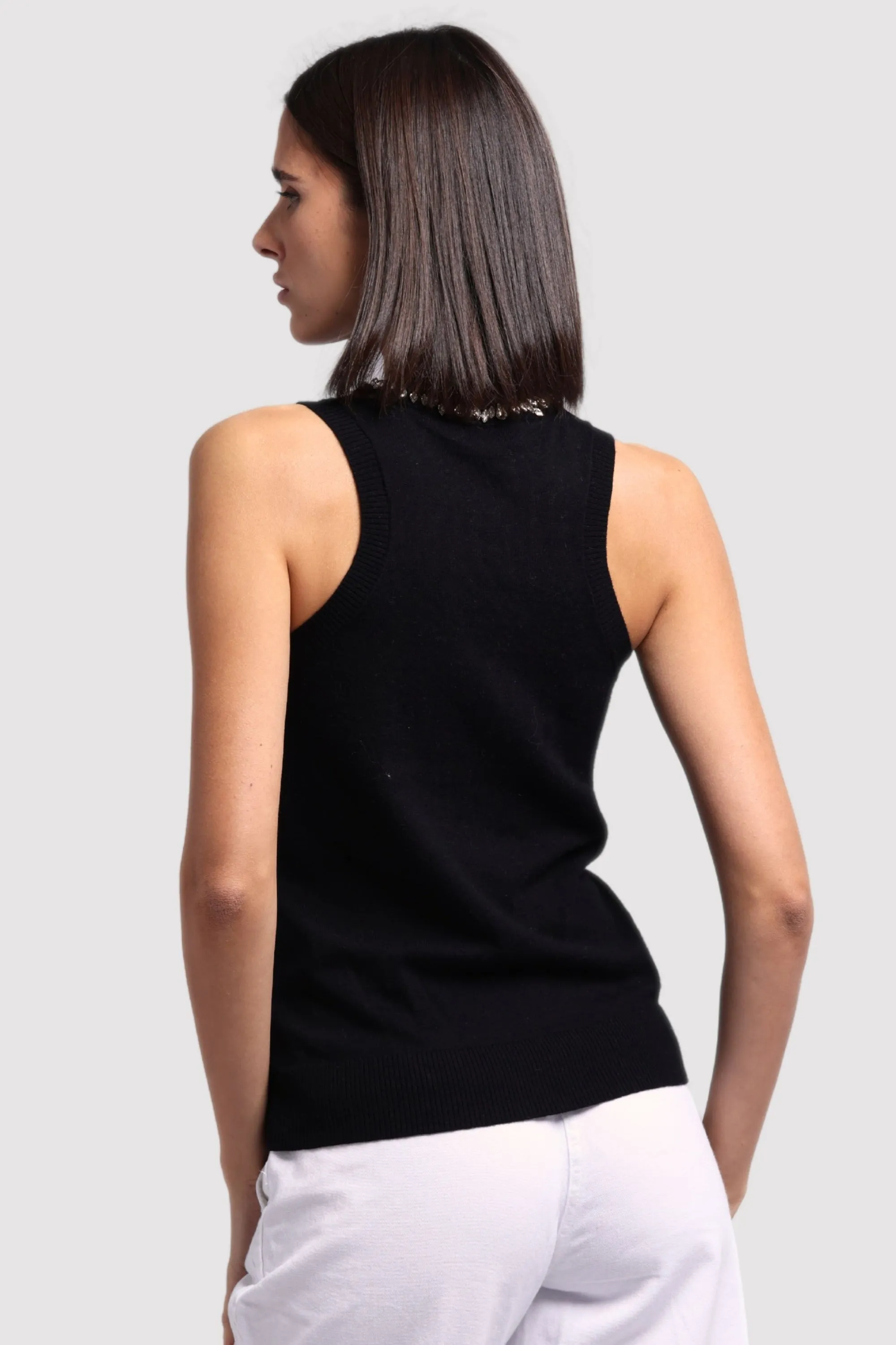 Cotton Cashmere Jewel Neck Tank