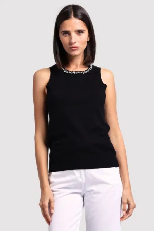 Cotton Cashmere Jewel Neck Tank