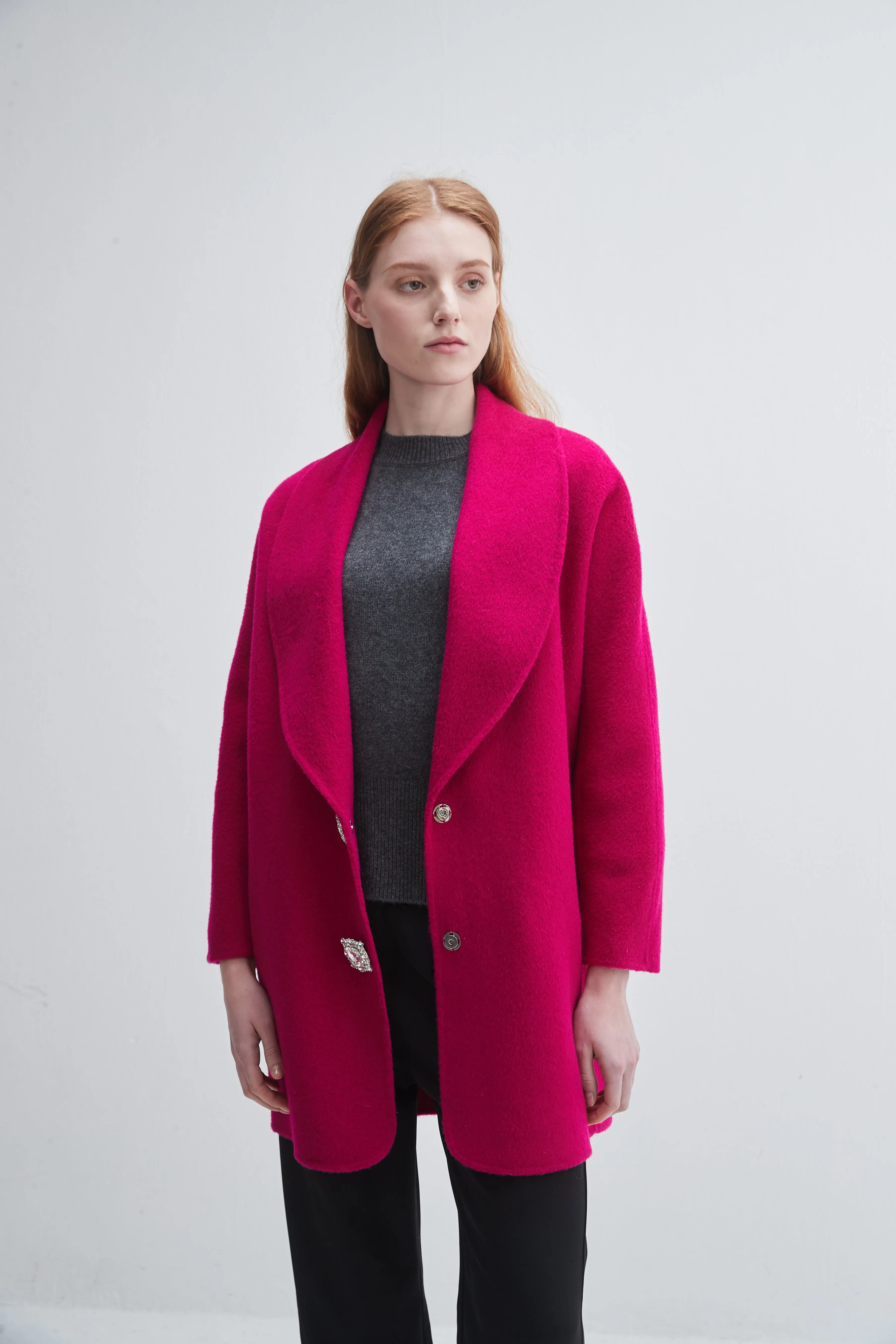 Crystal Button Walking Coat