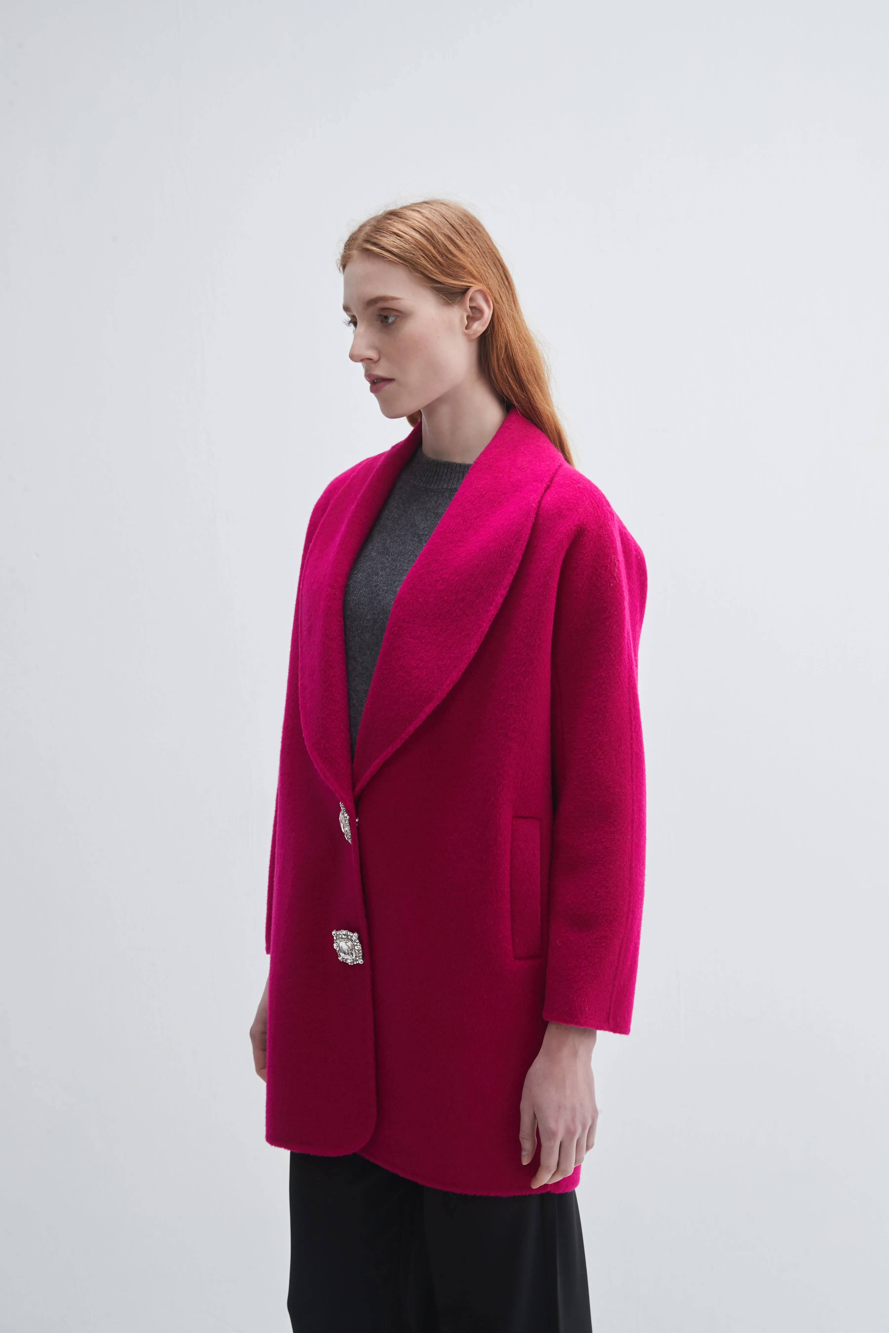 Crystal Button Walking Coat