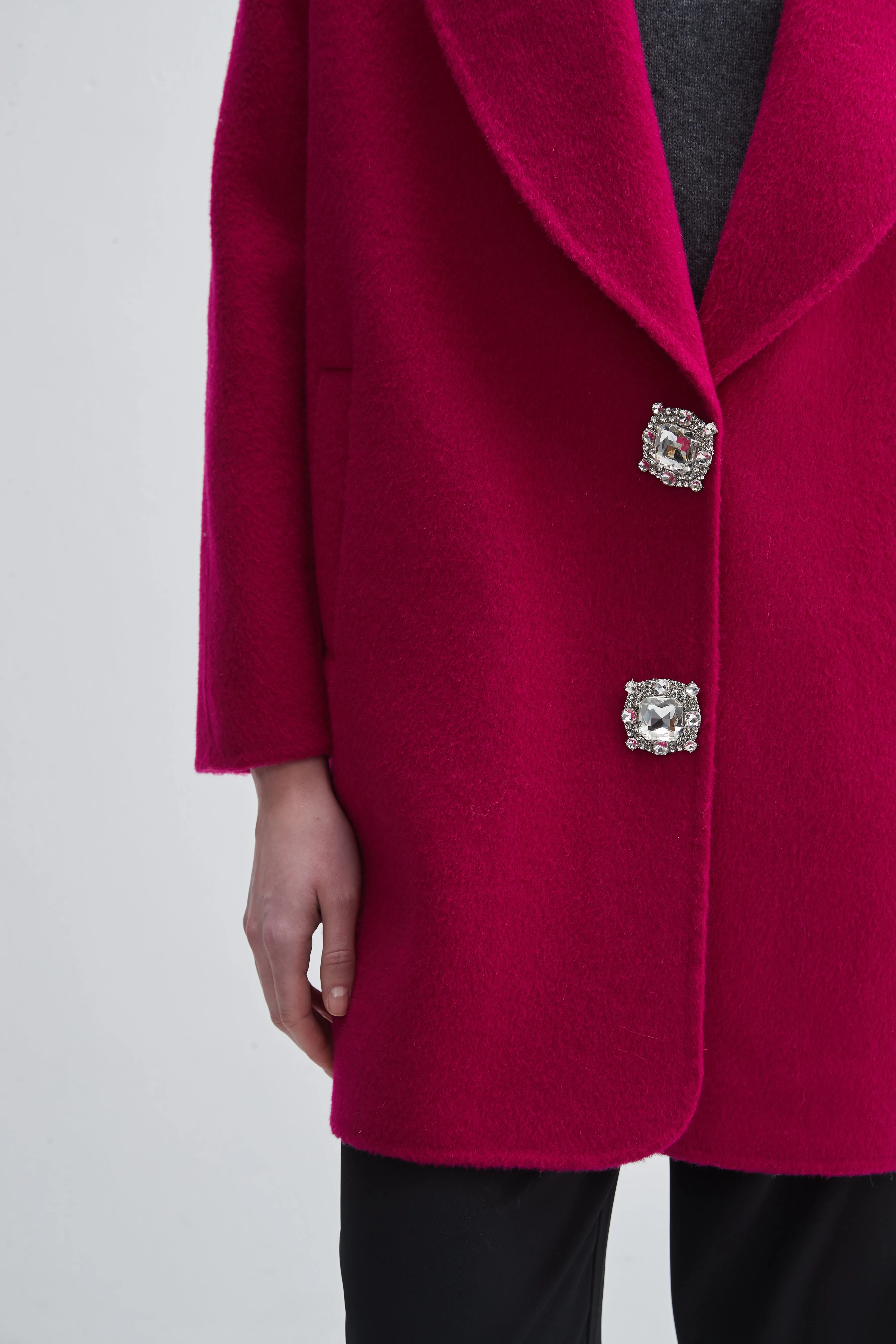 Crystal Button Walking Coat