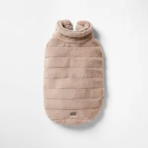 Cut Faux Fur Dog Coat in Almond