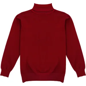 Dark Red Mens Long Sleeve Knit Turtleneck Sweater