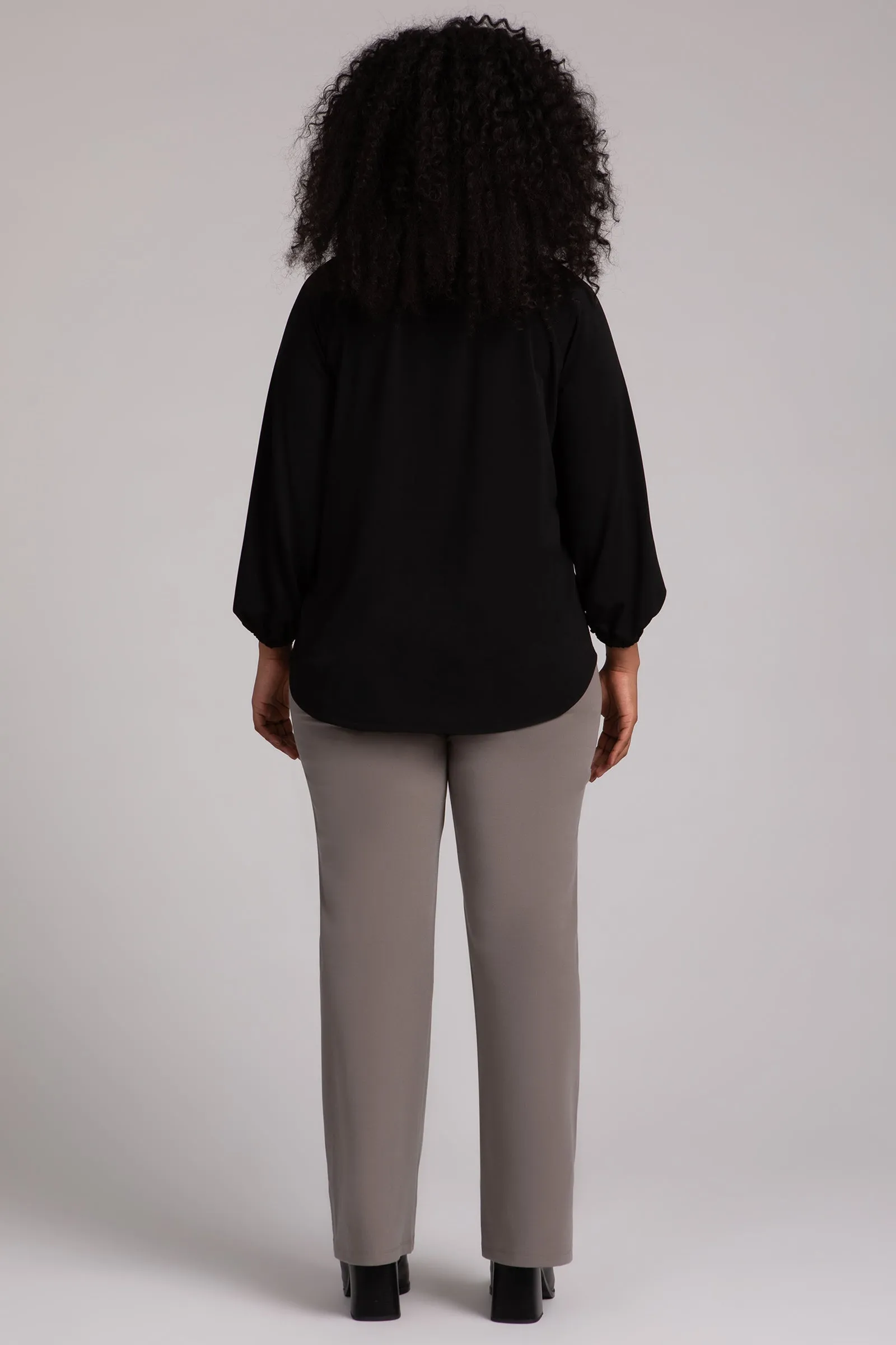 Fleece Back Jersey Move Pullover with Elastic Cuff | Black