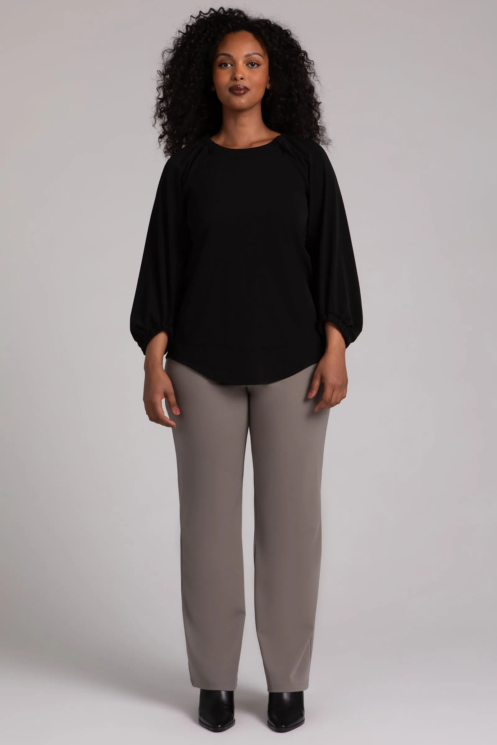Fleece Back Jersey Move Pullover with Elastic Cuff | Black