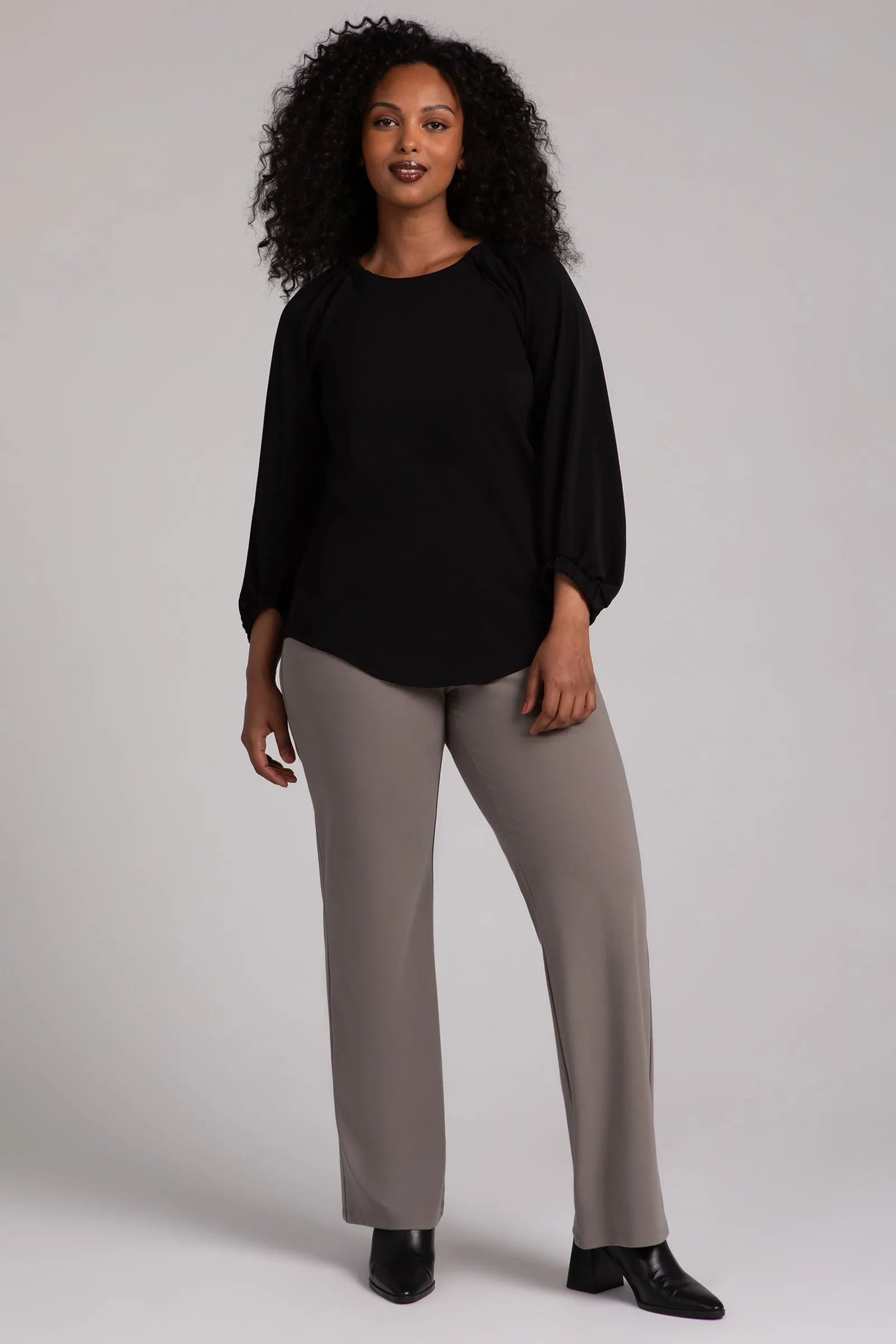 Fleece Back Jersey Move Pullover with Elastic Cuff | Black