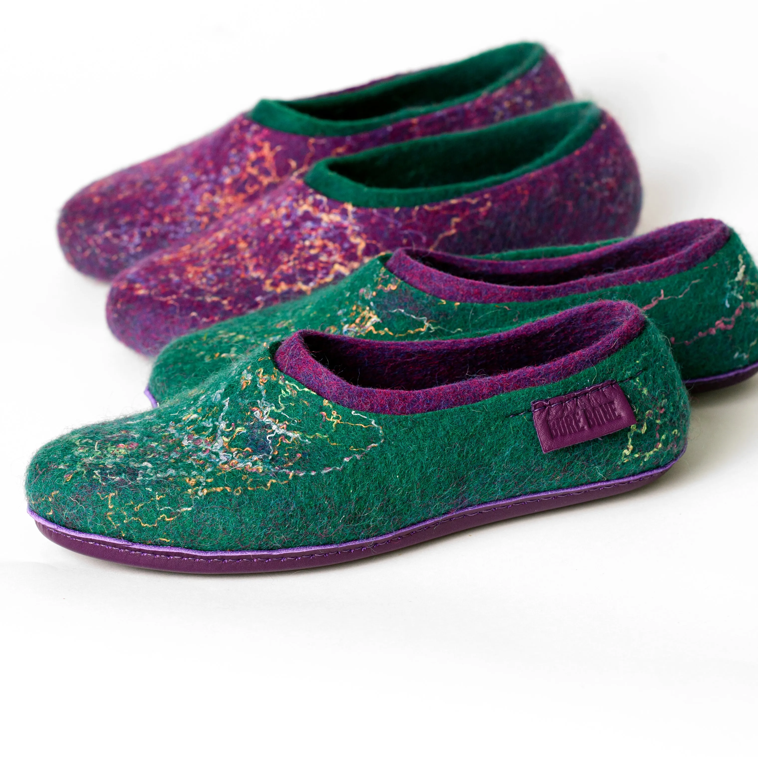 Green/Purple 2in1 Slippers with Linen Threads