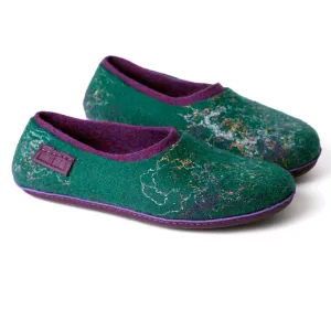 Green/Purple 2in1 Slippers with Linen Threads