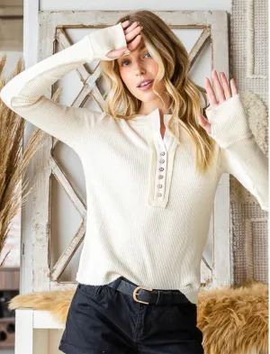 Henley Neck Thermal Top