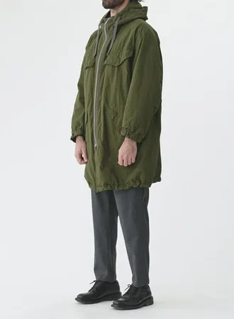 High Density Twill Reversible Hooded Coat | Olive