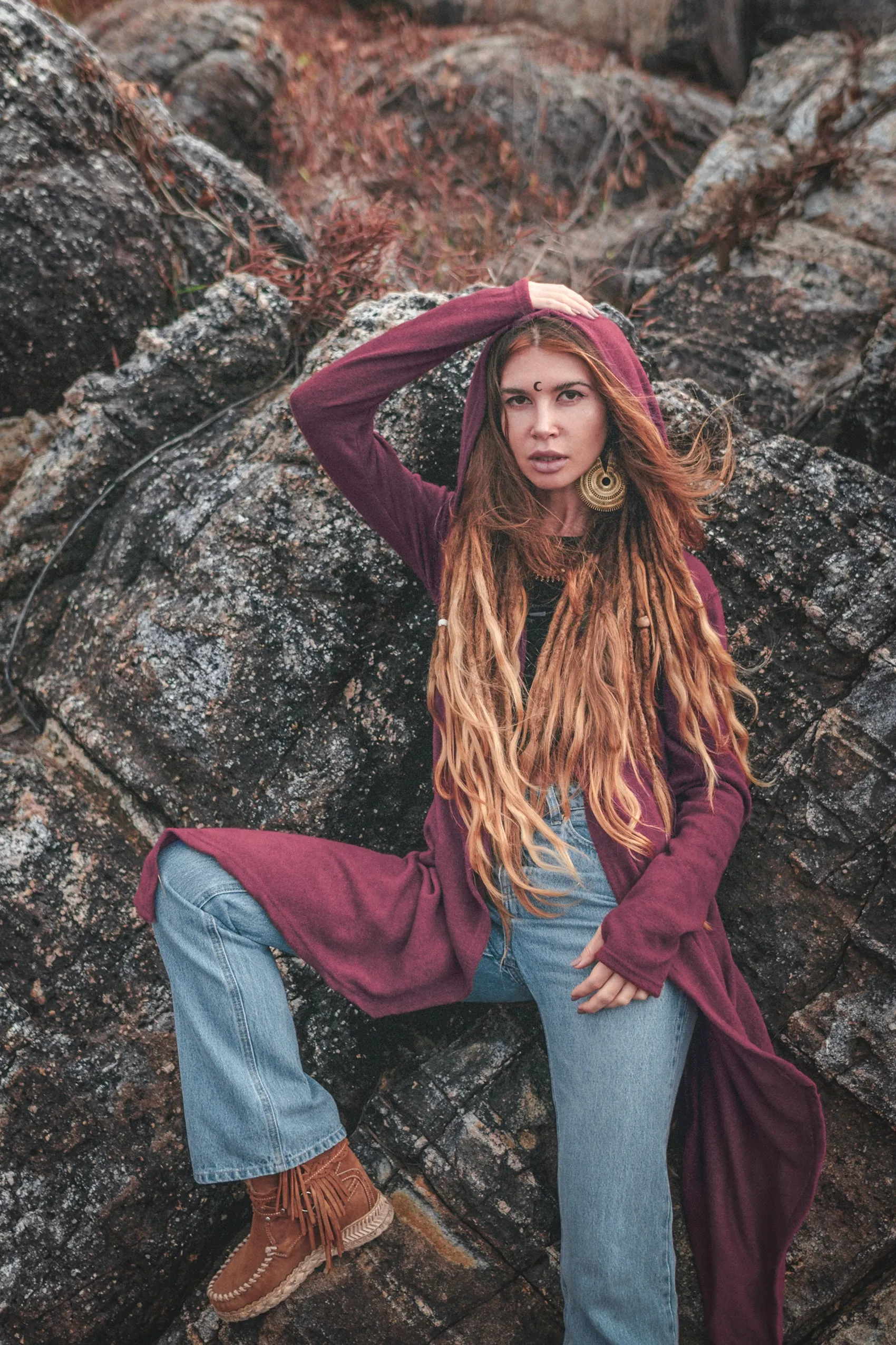 Hooded Cardigan Kala Acana Red