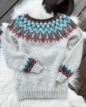Hopi Light Grey Lettlopi sweater - Knitting Kit