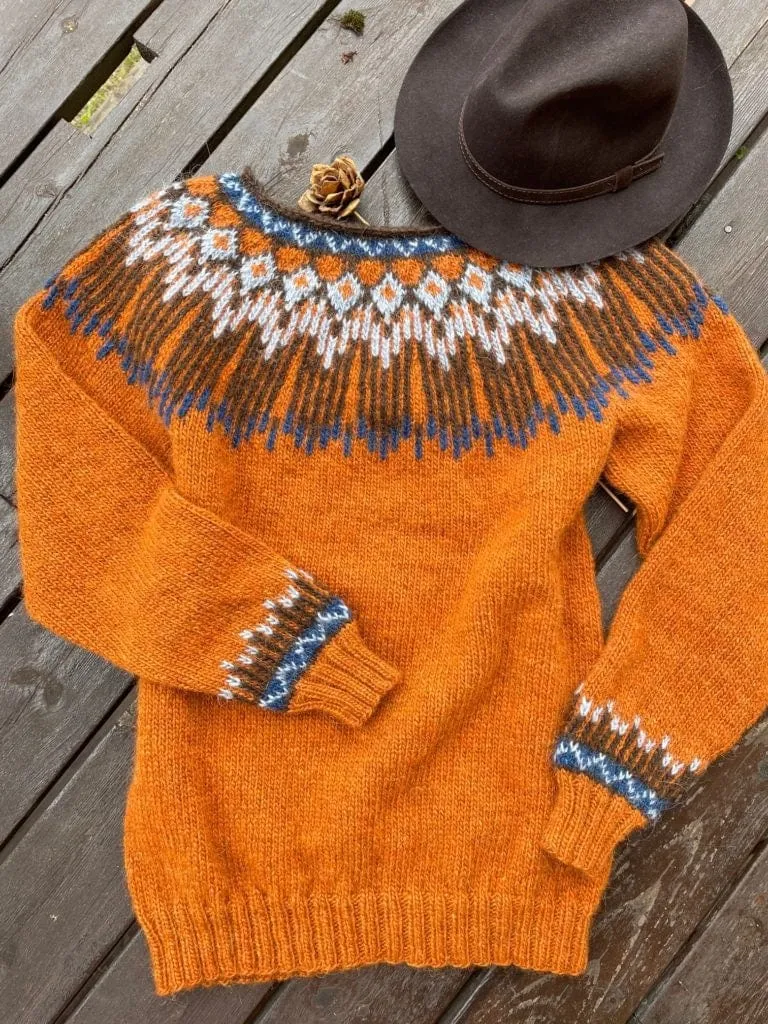 Hopi Light Grey Lettlopi sweater - Knitting Kit