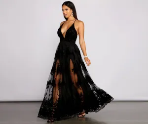 KittenAlarm - Morgan Formal Flocked Velvet Dress