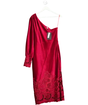 Layered With Love Red Champagne Wishes Velvet One Shoulder Dress UK M