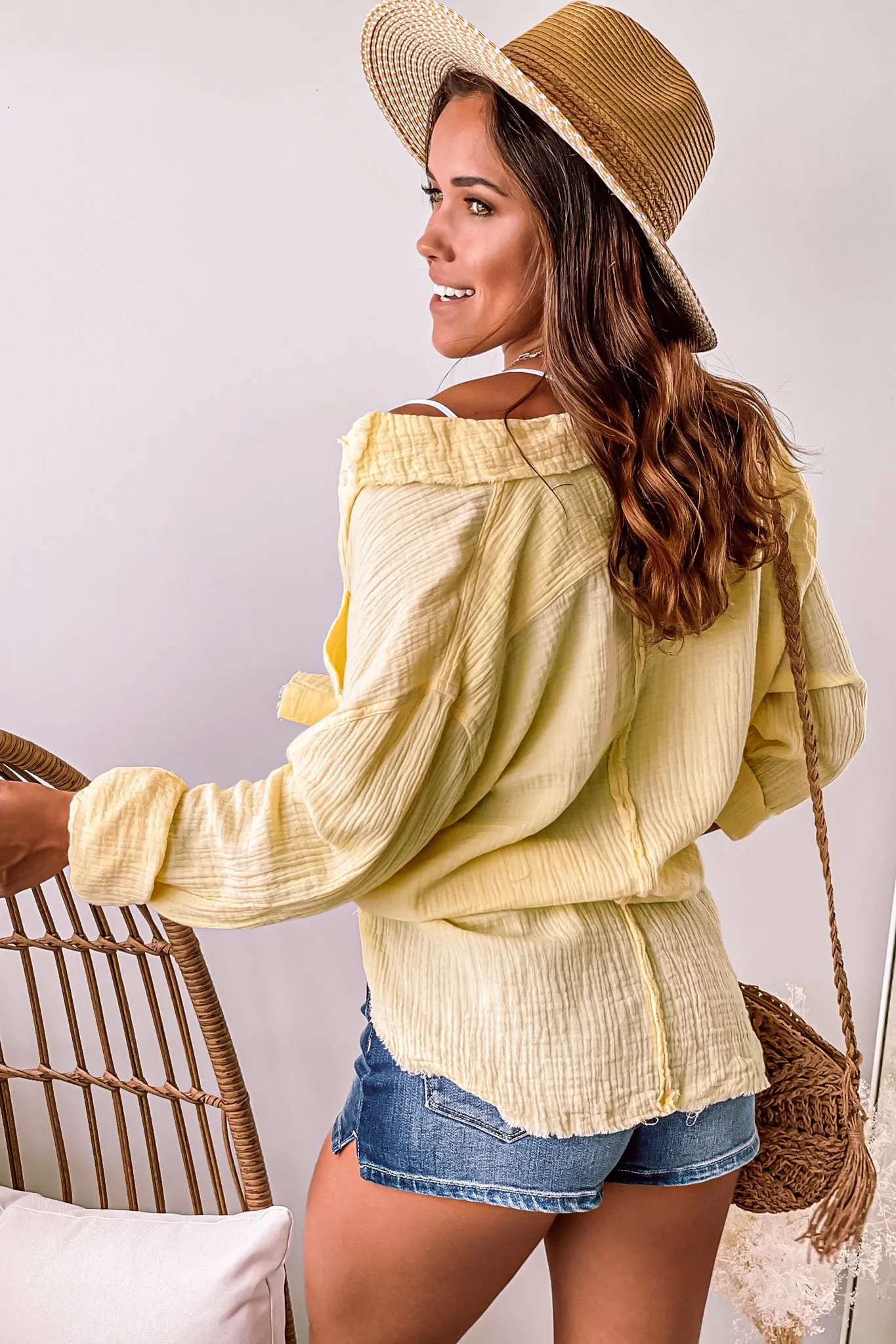 Lemon Oversized Button Down Shirt