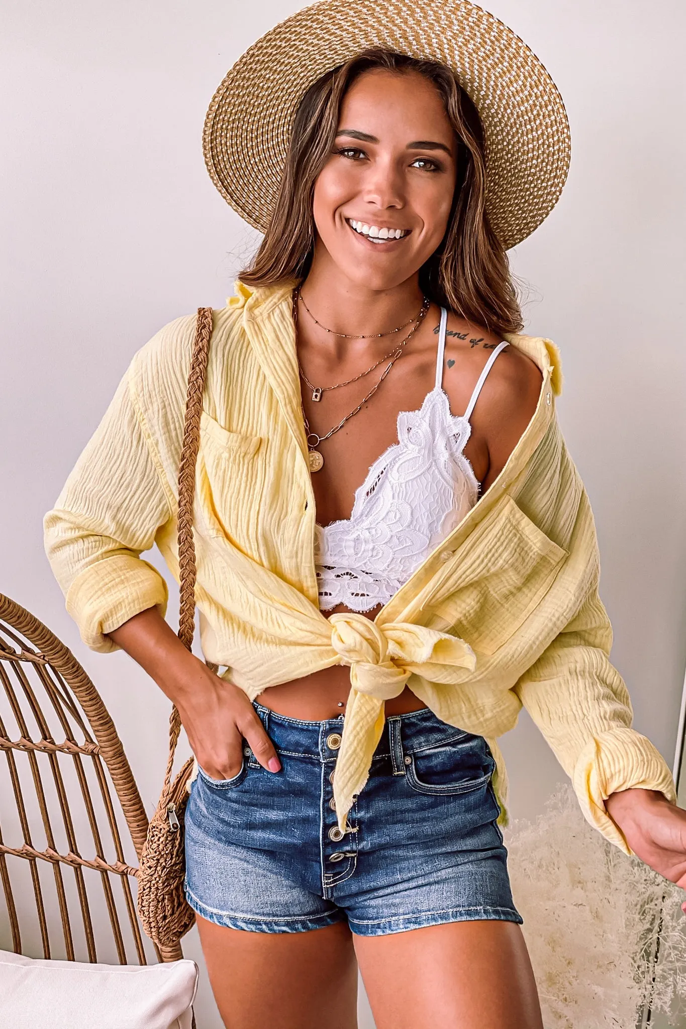 Lemon Oversized Button Down Shirt