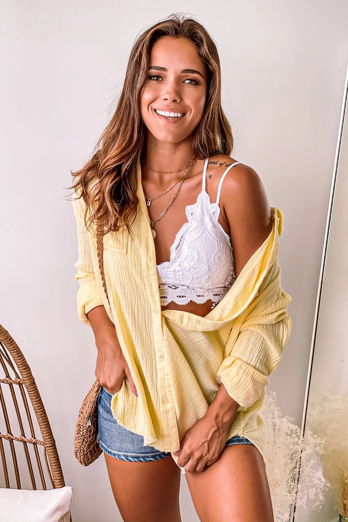 Lemon Oversized Button Down Shirt