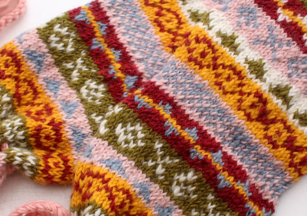 Light Pink Multicolor Hand Knitted Winter Legwarmers
