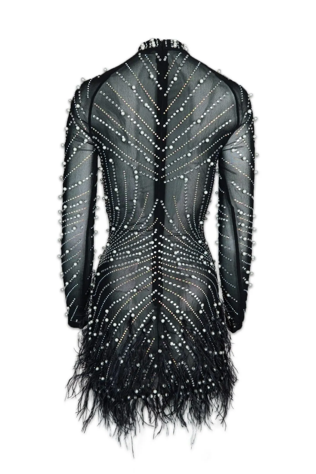 Main Character Pearls and Diamonds Mesh Mini Dress