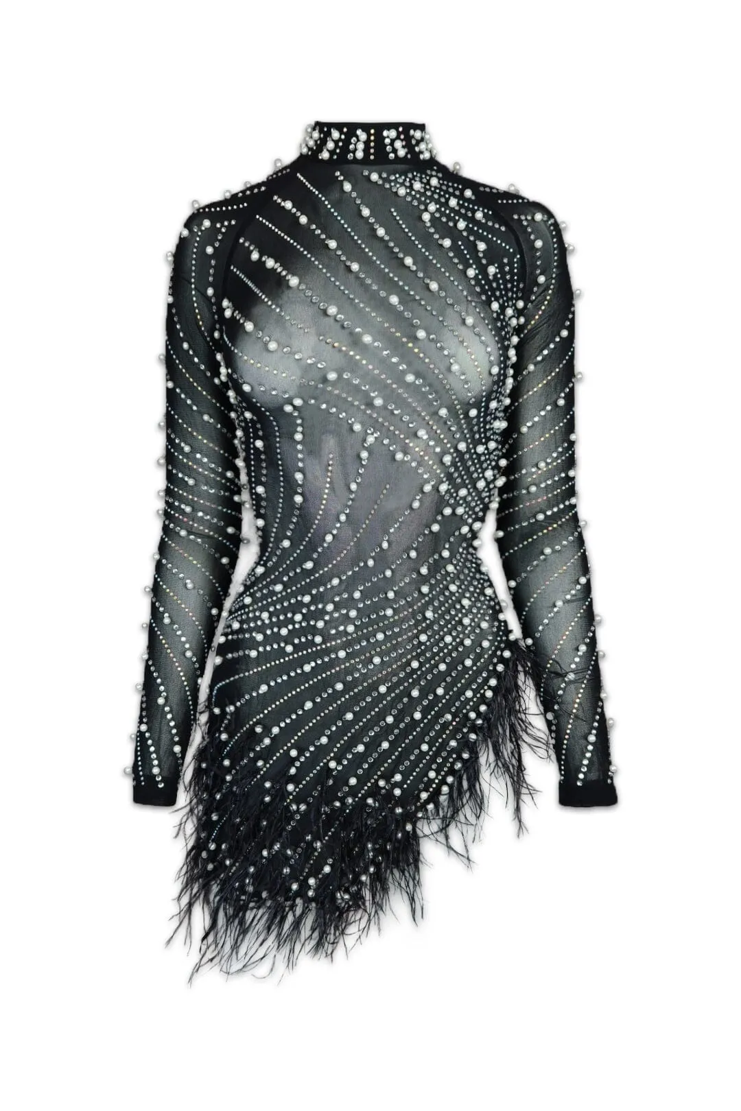 Main Character Pearls and Diamonds Mesh Mini Dress