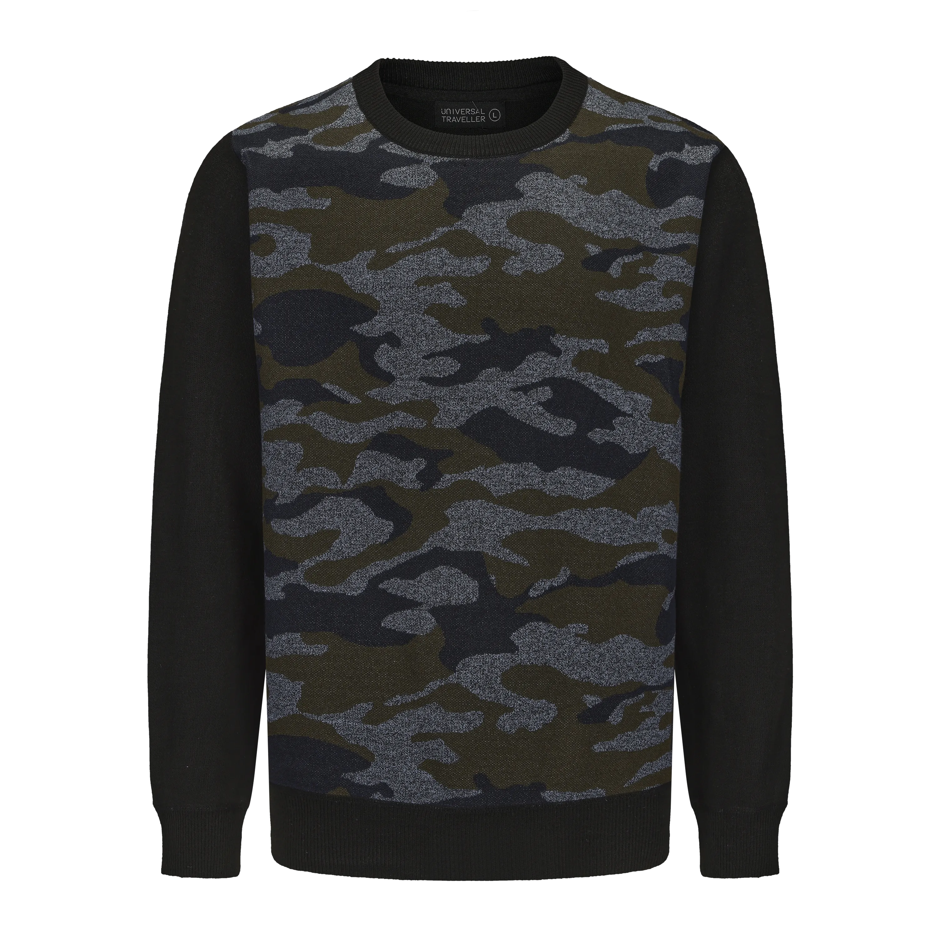 Men's Crew Neck Camouflage Knitted Sweater