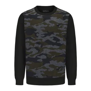 Men's Crew Neck Camouflage Knitted Sweater